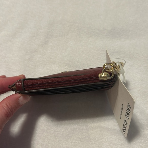 Anne Klein Small Mini Wallet Card Coin Holder Key Ring Compact Red - Picture 5 of 6